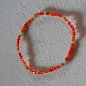 💜3/$20 Bracelet handmade 6.5" orange green glass seed beads cute for summer